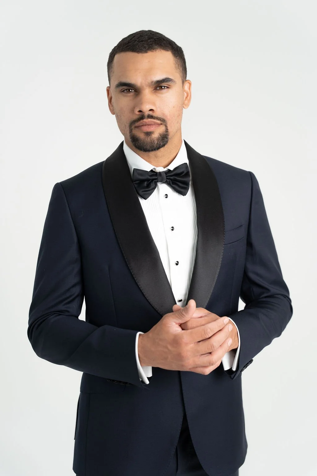 Calvaresi black tuxedo separate with satin lapel designed for formal occasions and custom fit flexibility