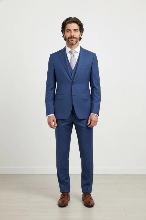 Calvaresi royal blue suit separate crafted from premium Vitale Barberis Canonico Super 110's wool