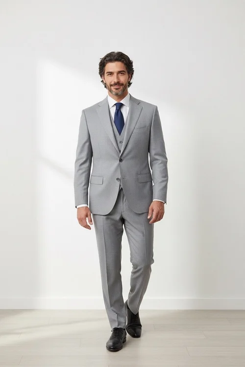 Calvaresi light grey suit separate in luxurious Super 110's wool designed for comfort and a polished appearance