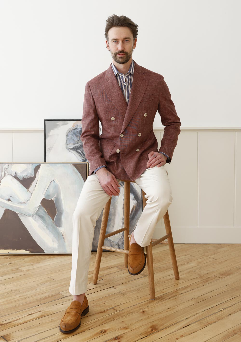 Olliver Grey rust plaid sport coat with contemporary tailoring